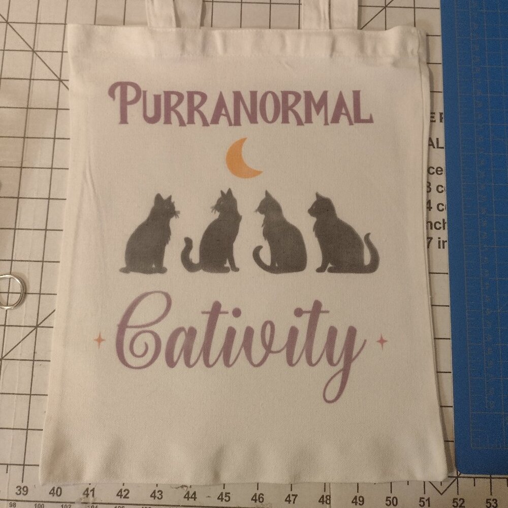 Black Cat themed canvas tote bag New
